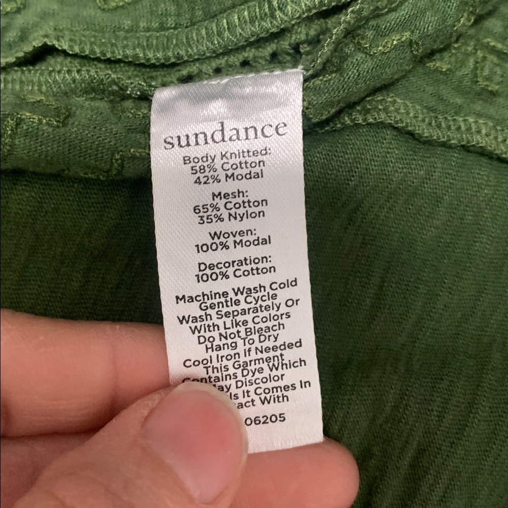 Sundance Green Boho Lace Panels Button Neck Tank Top Size Small - Picture 9 of 9